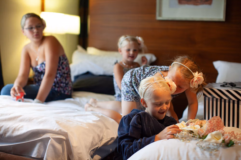 Gemma and Dave at Thorpe Park Hotel in Leeds, preparation moments captured.