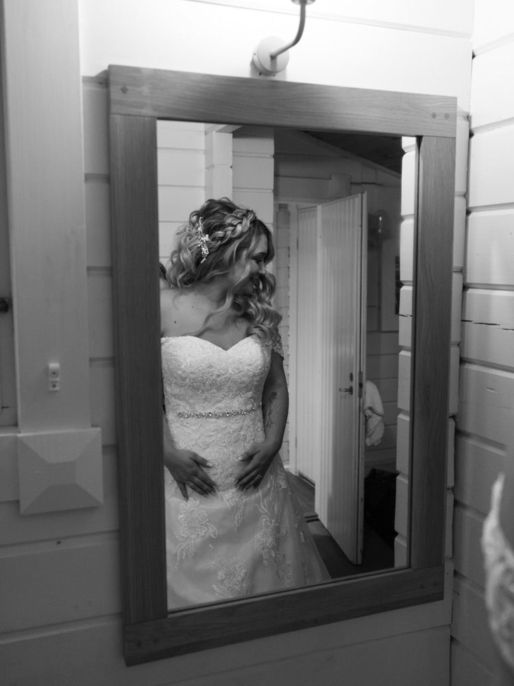 Bride preparation mirror moment Chevin Country Park Hotel Otley