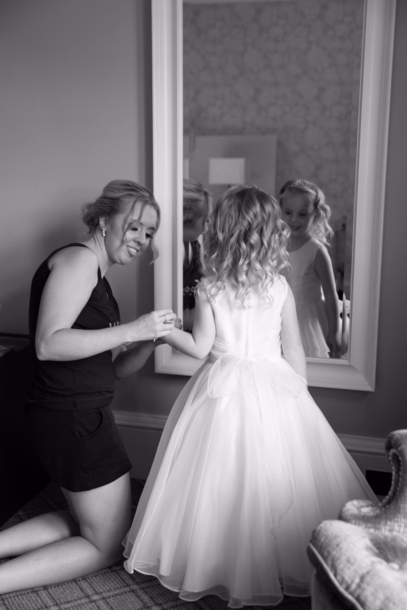 Bride preparation moment at Oulton Hall Leeds wedding suite