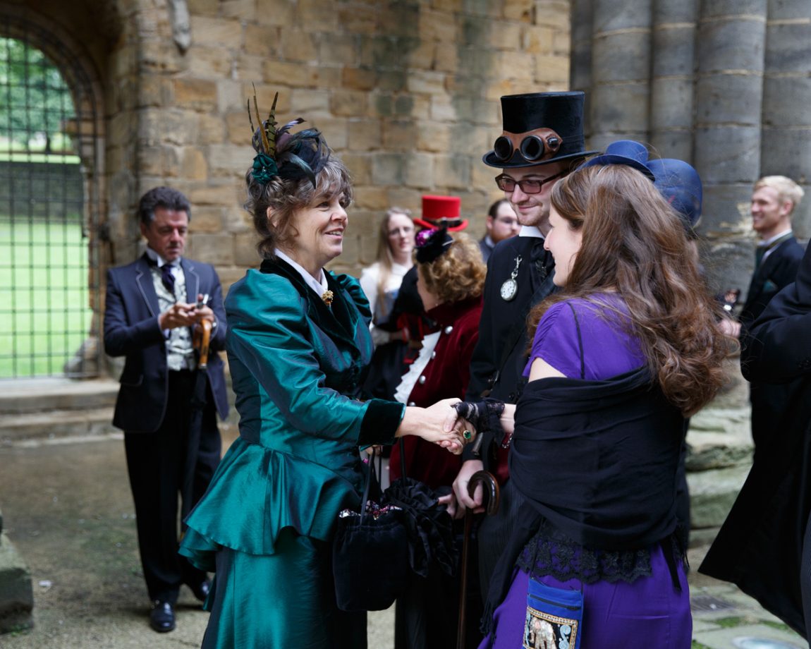 001 steampunk theme kirkstall abbey wedding linsey and chris