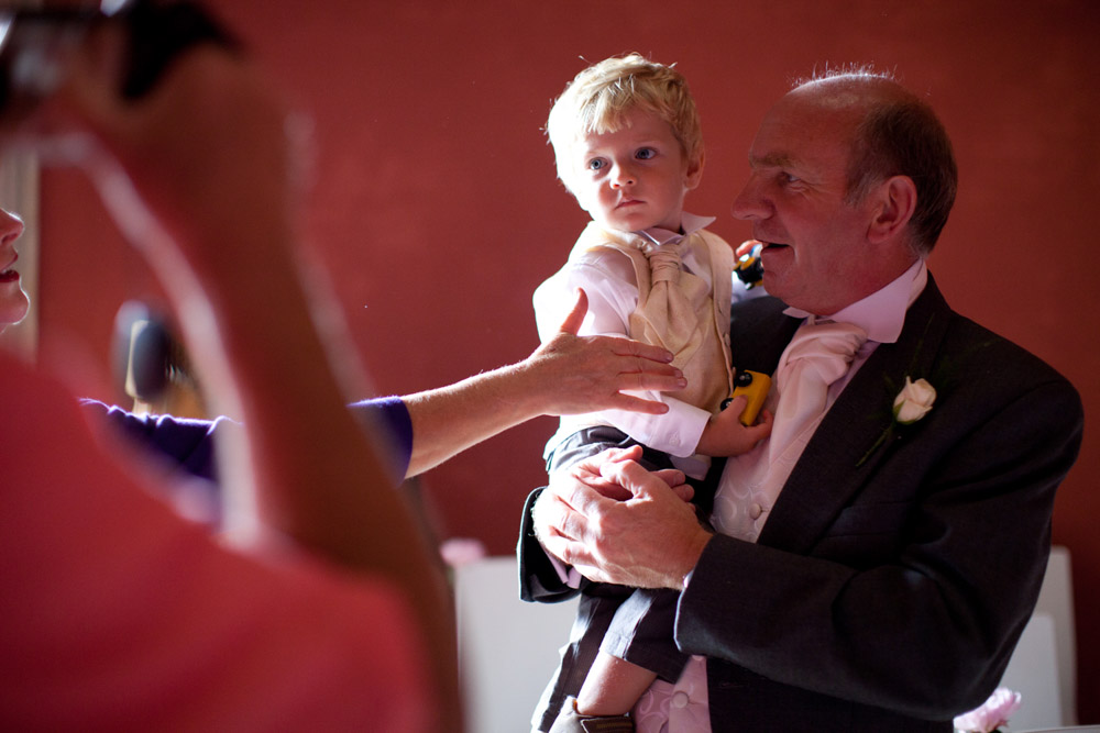 The couple’s son with grandpa before the ceremony at this Stourton wedding venue