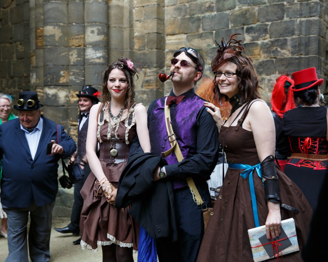 009 guests pose for each other proudly kirkstall abbey wedding linsey and chris