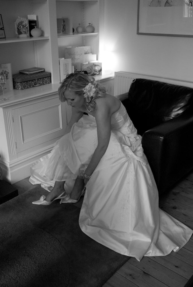 Dani almost ready, black and white moment in the dressing room