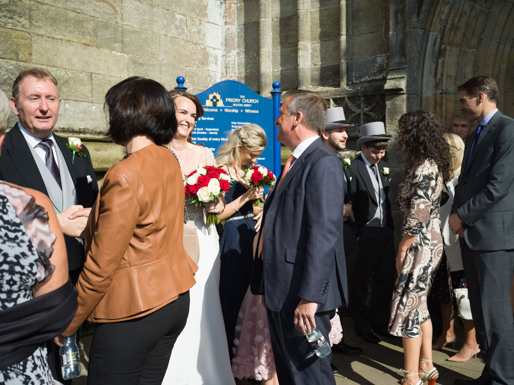 045 bolton priory couple greet guests alison liam