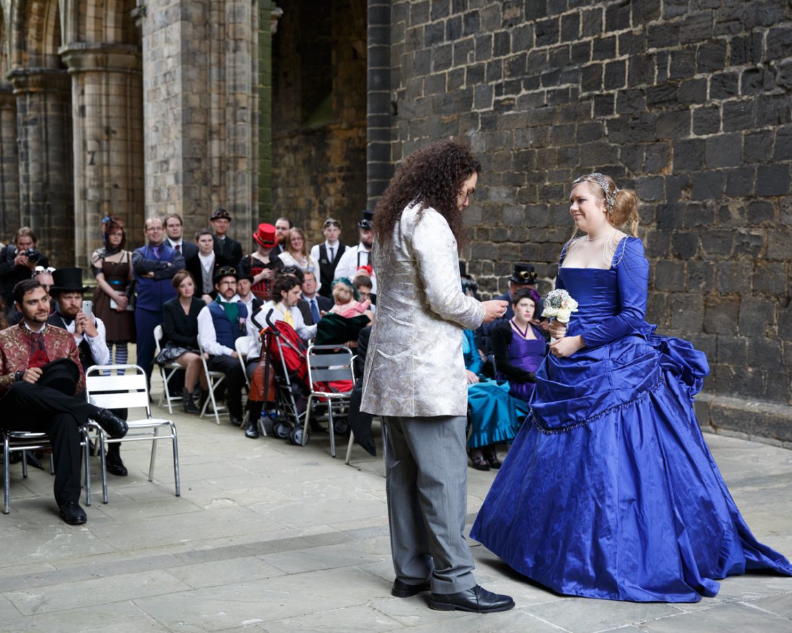 045 bride react to his words kirkstall abbey wedding linsey and chris