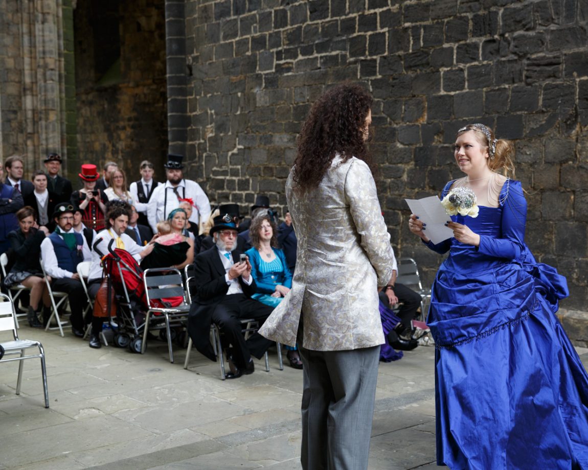 047 bride reads her vows kirkstall abbey wedding linsey and chris
