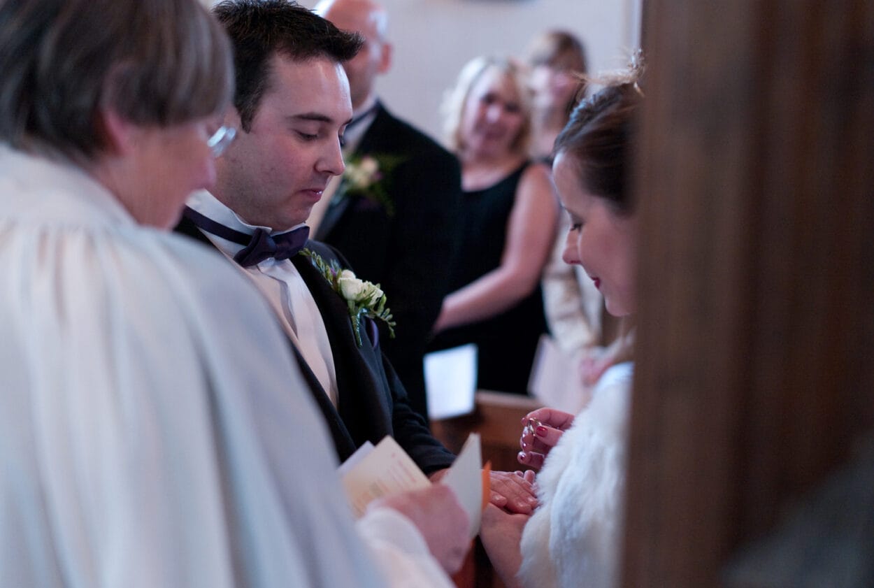 Emelie places the ring on Matt’s finger.