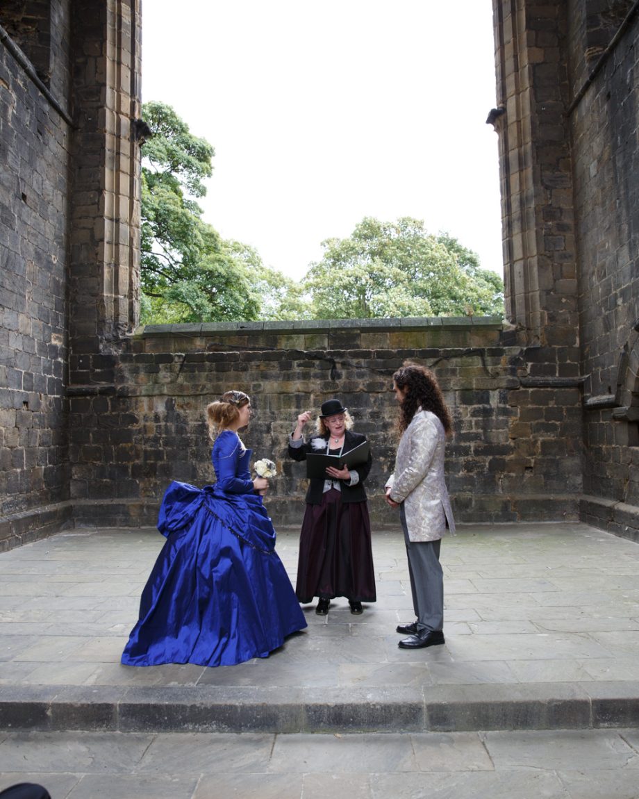 050 wider shot showing the awe inspiring space kirkstall abbey wedding linsey and chris