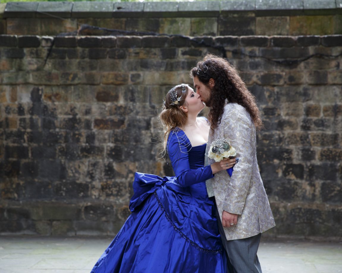 057 the first kiss kirkstall abbey wedding linsey and chris