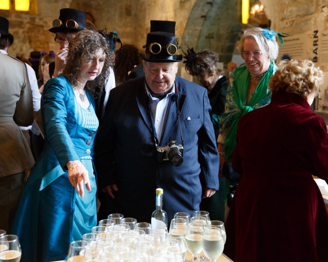 065 guests choose a drink at the kirkstall abbey cafe drinks reception kirkstall abbey wedding linsey and chris
