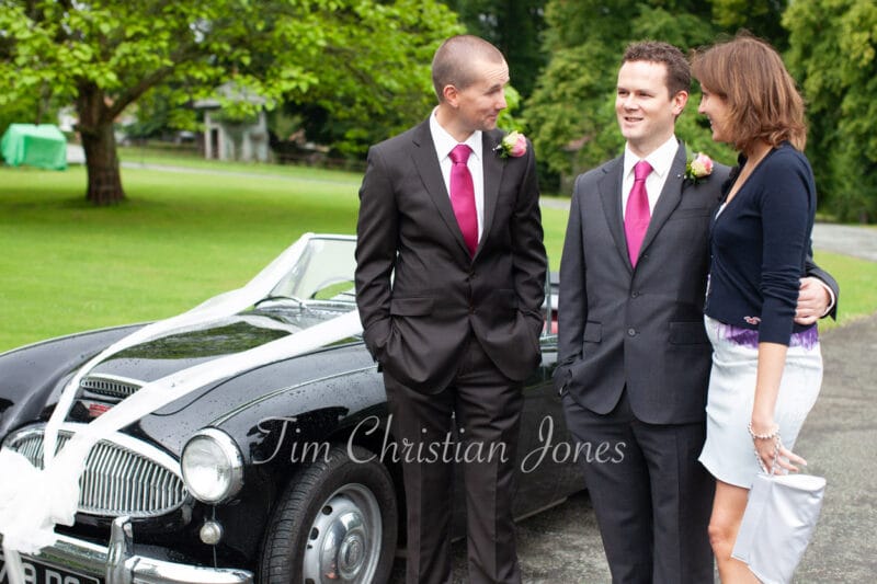 081 wedding car group photo walcot hall wedding ella and alex