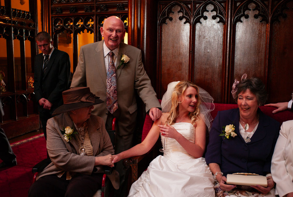 Close-up of Vicky shaking hands with her grandmother