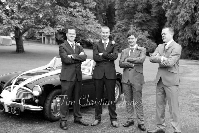 082 wedding car group photo walcot hall wedding ella and alex