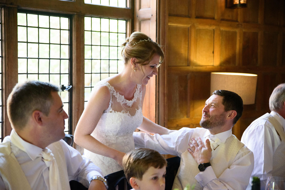 Bride thanks the best man warmly after his speech.