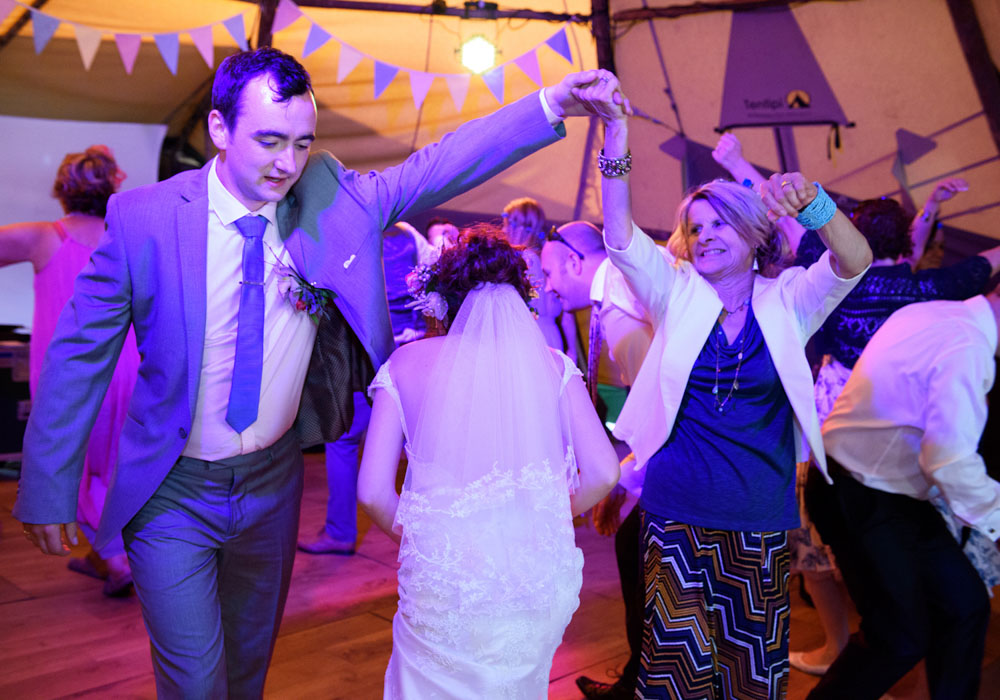 Ceilidh dancing begins at the Papakata wedding reception.