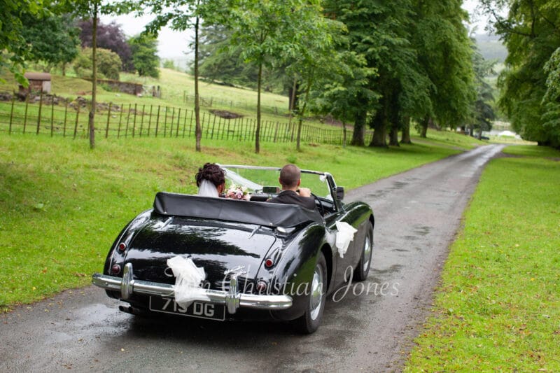 091 wedding car group photo walcot hall wedding ella and alex