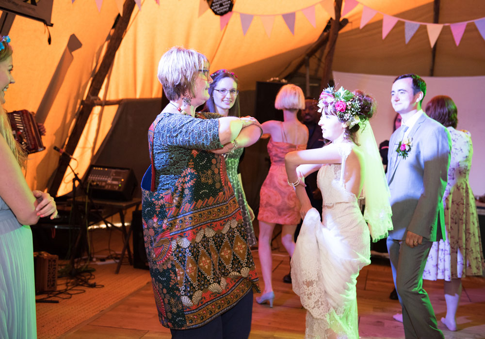 Guests return inside for more ceilidh dancing and instruction.