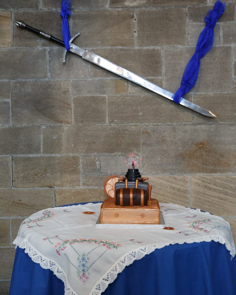 102 the sword hung above the wedding cake left bank leeds wedding reception linsey and chris