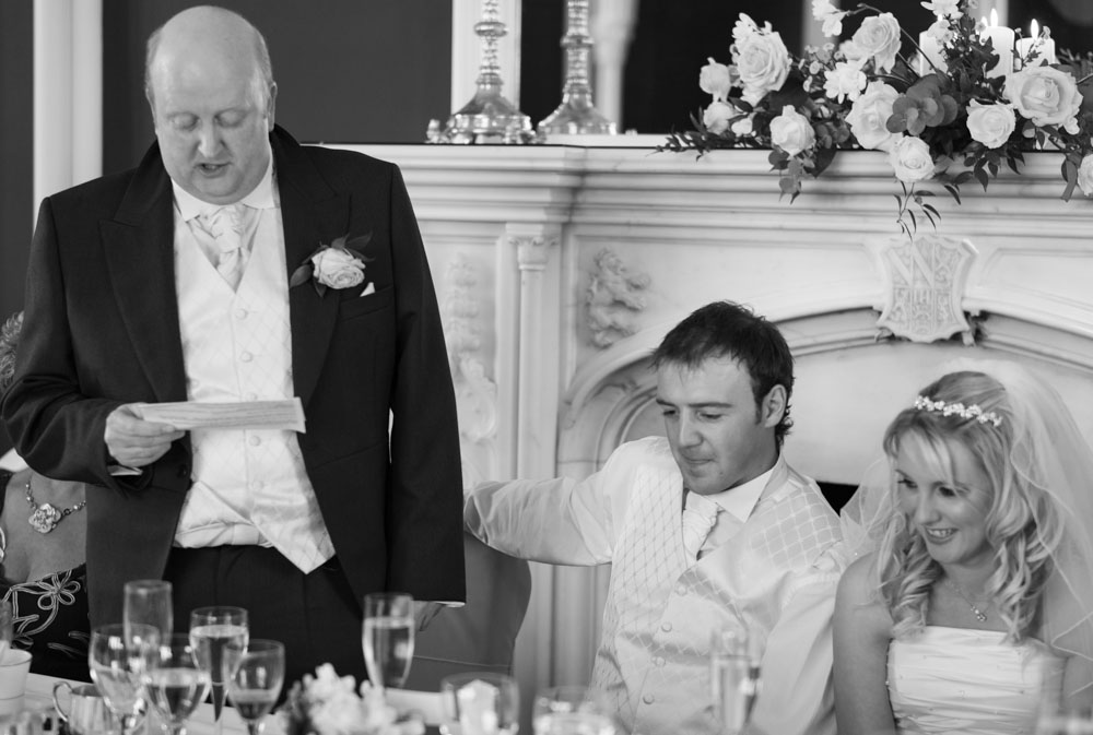Father of the bride continues his heartfelt speech to the room