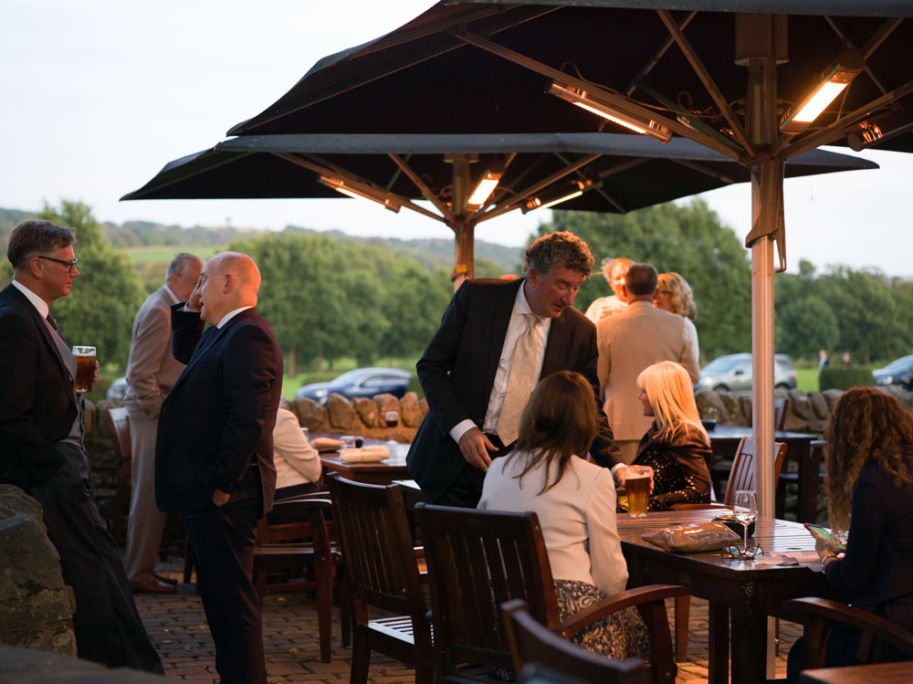 119 devonshire arms guests outside drinks umbrellas alison liam