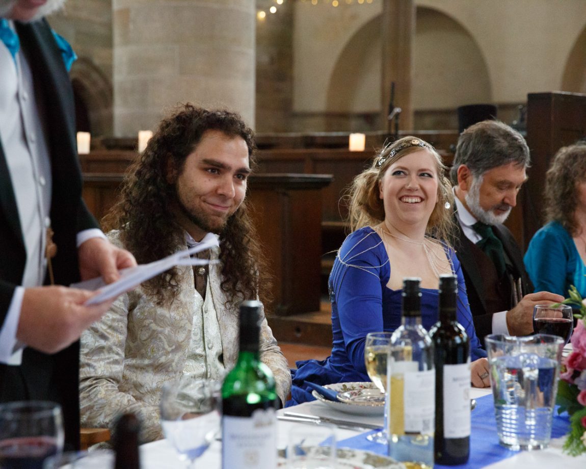 122 the bride smiles at what is said left bank leeds wedding reception linsey and chris