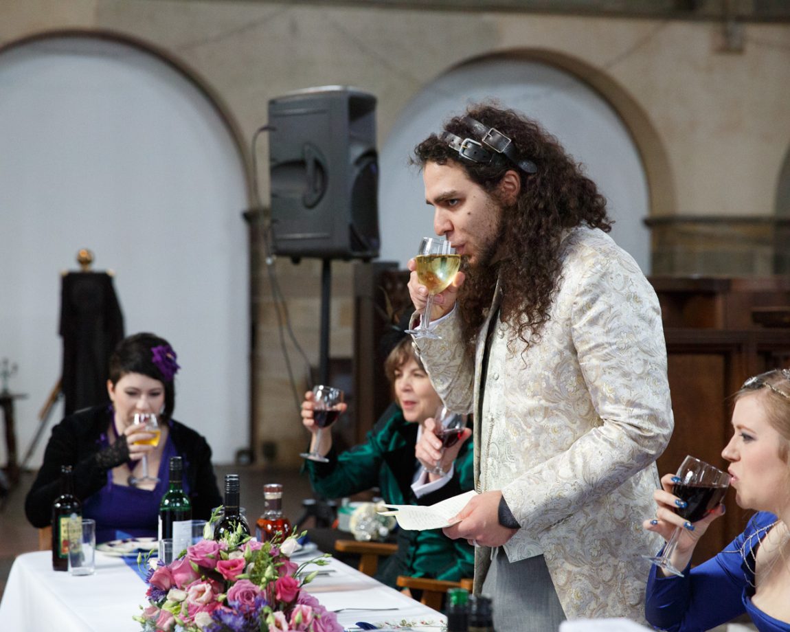 132 groom takes a sip during his speech left bank leeds wedding reception linsey and chris