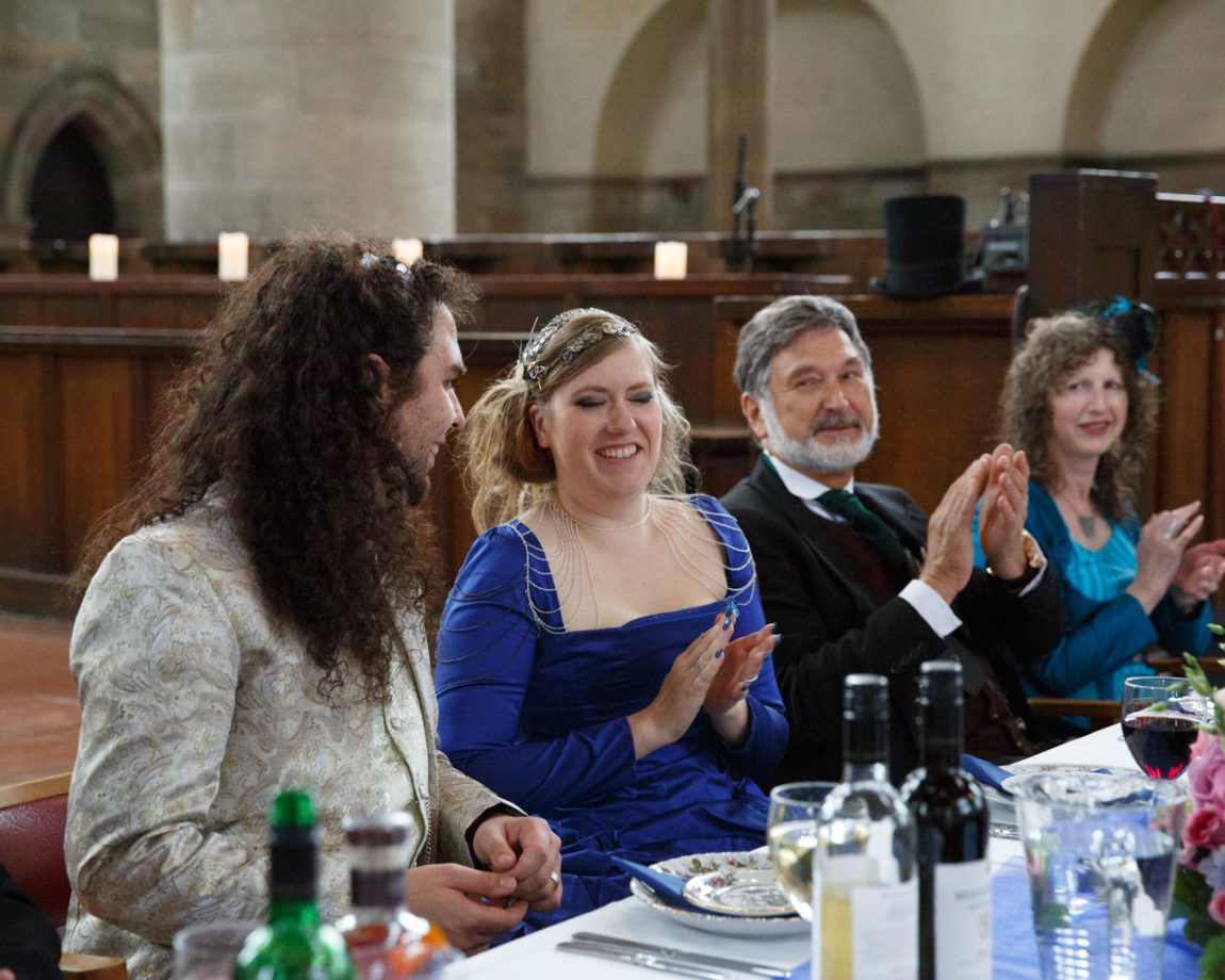 135 groom is congratulated left bank leeds wedding reception linsey and chris