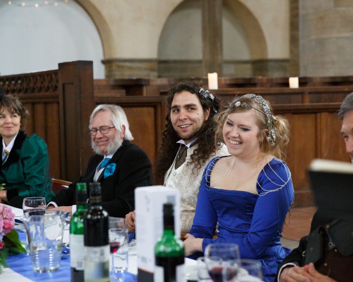 138 linset smiles chris looks embarassed left bank leeds wedding reception linsey and chris
