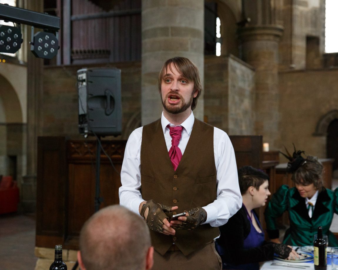 141 master of ceremonies announces food left bank leeds wedding reception linsey and chris