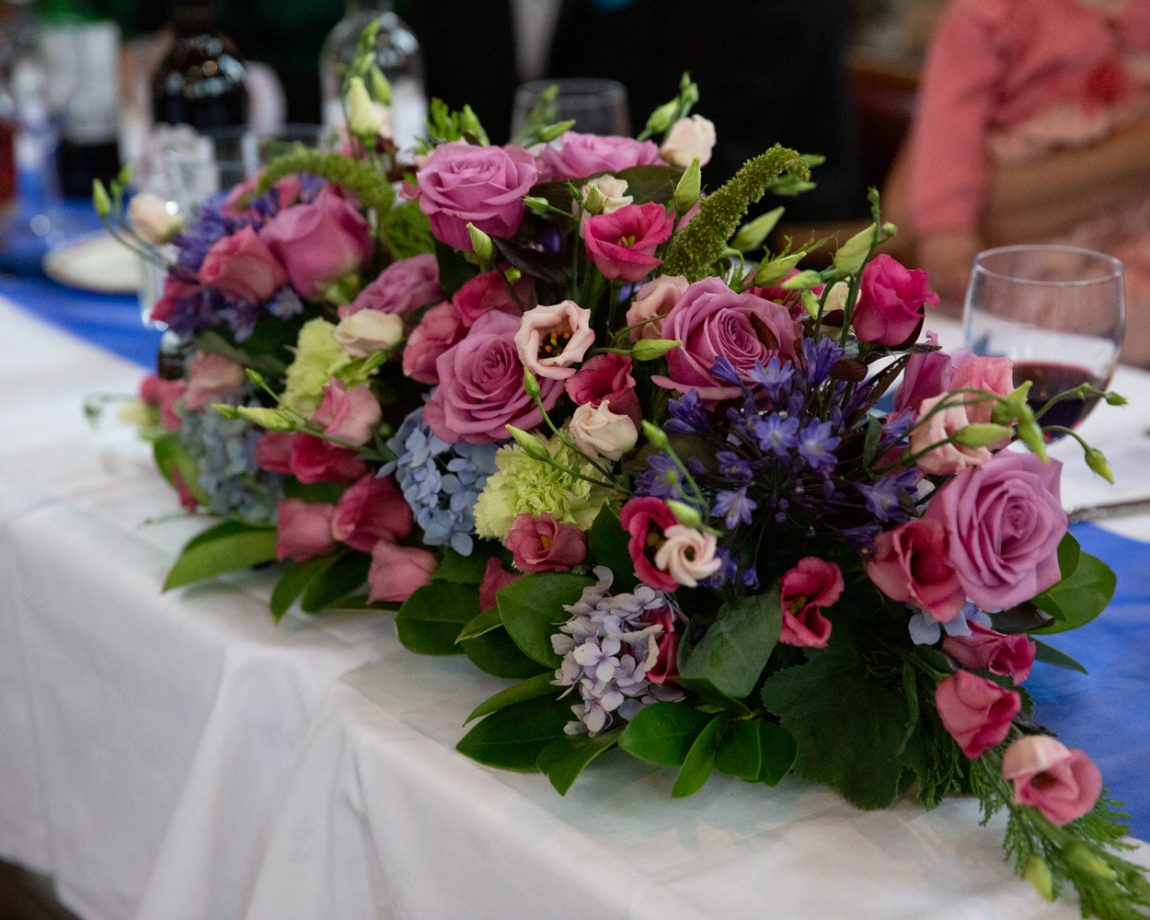 167 top table flower decor left bank leeds wedding reception linsey and chris