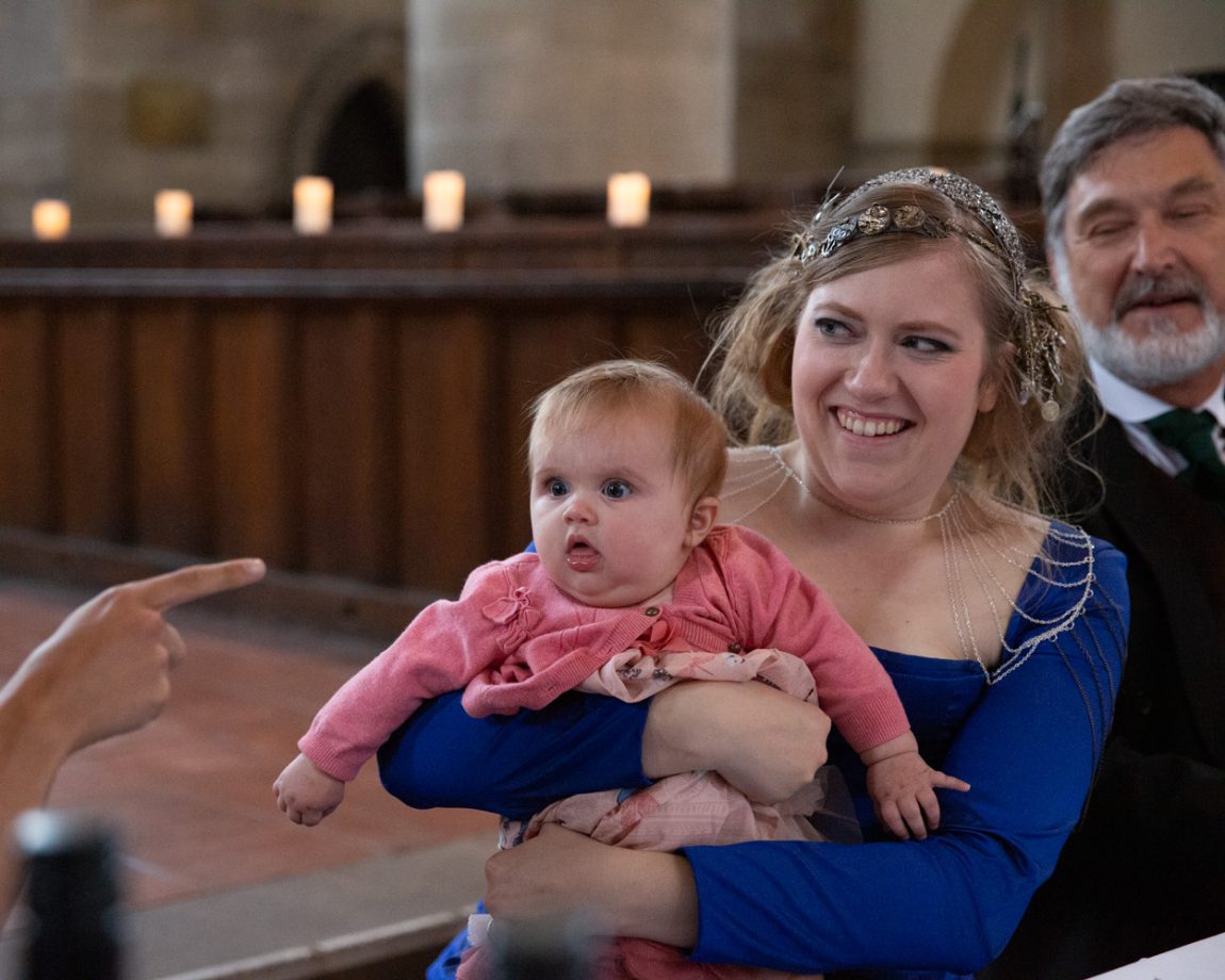 171 baby looks at her mum left bank leeds wedding reception linsey and chris