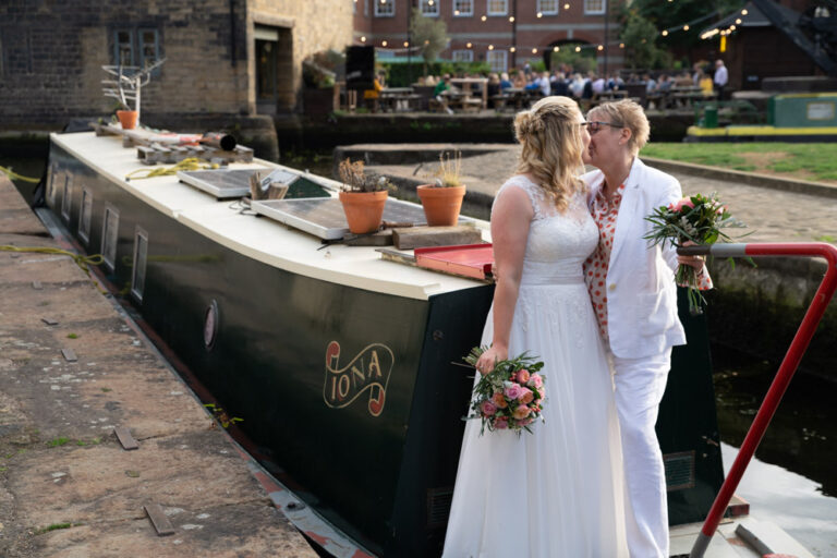 Kissing again on the front of the canal boat