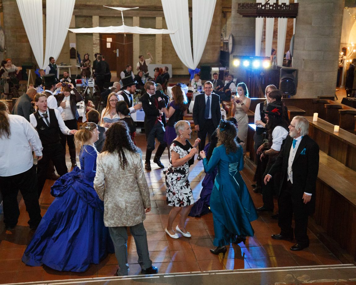 197 guests start to fill the dancefloor left bank leeds wedding reception linsey and chris
