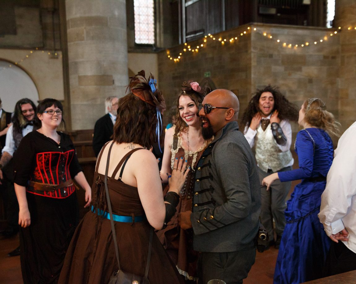 199 guests danceing captured by a leeds wedding photographer left bank leeds wedding reception linsey and chris