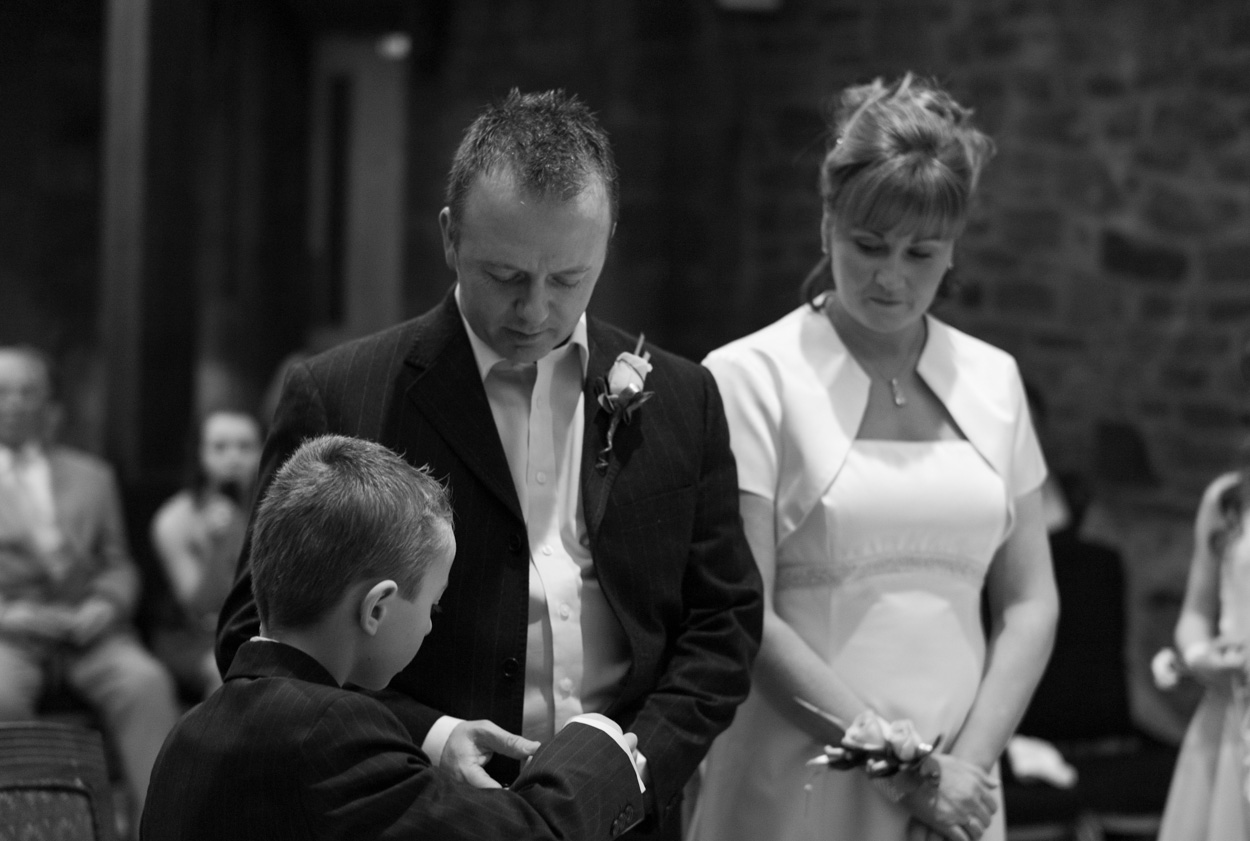 Ring bearer beginning his role in the ceremony