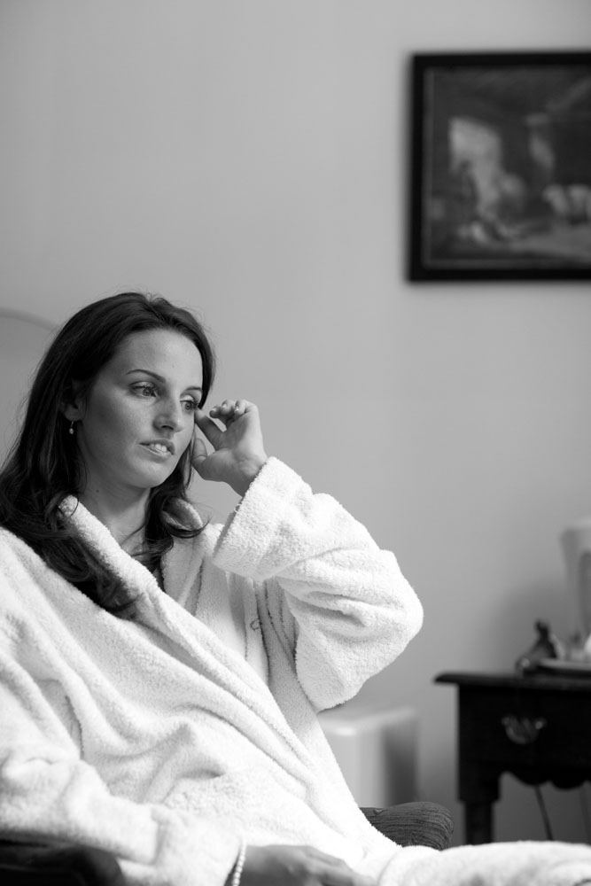 The bride looking thoughtful by Wedding photographer Yorkshire