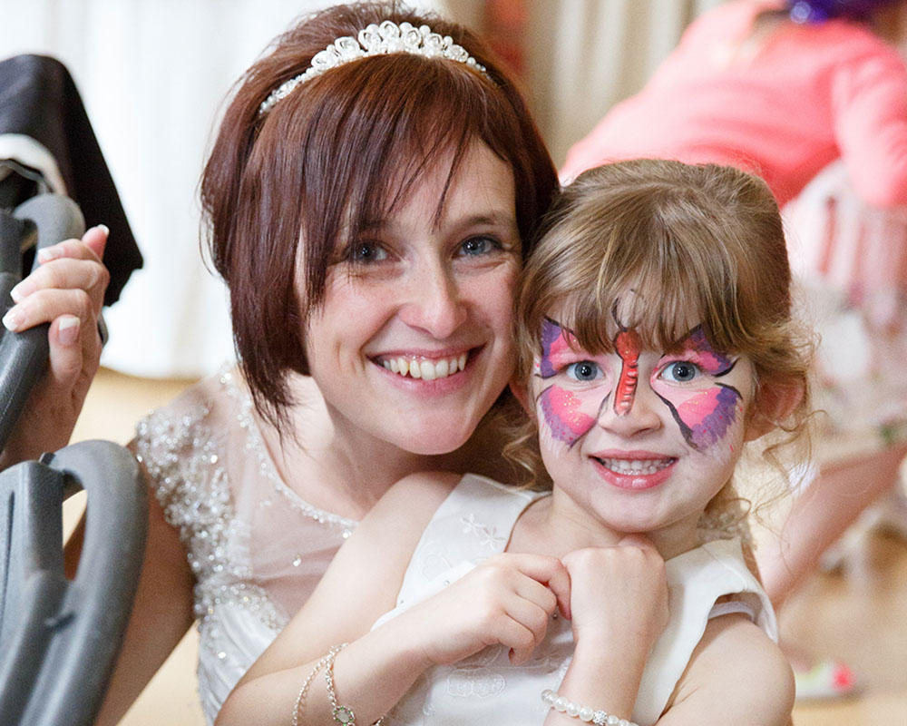 Butterfly make up - The bride and her daughter - by Leeds, West Yorkshire wedding photographer