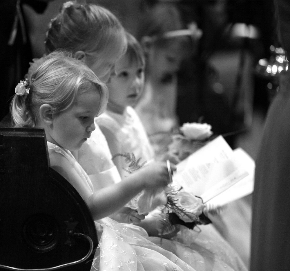 Little ones sat patiently in the church