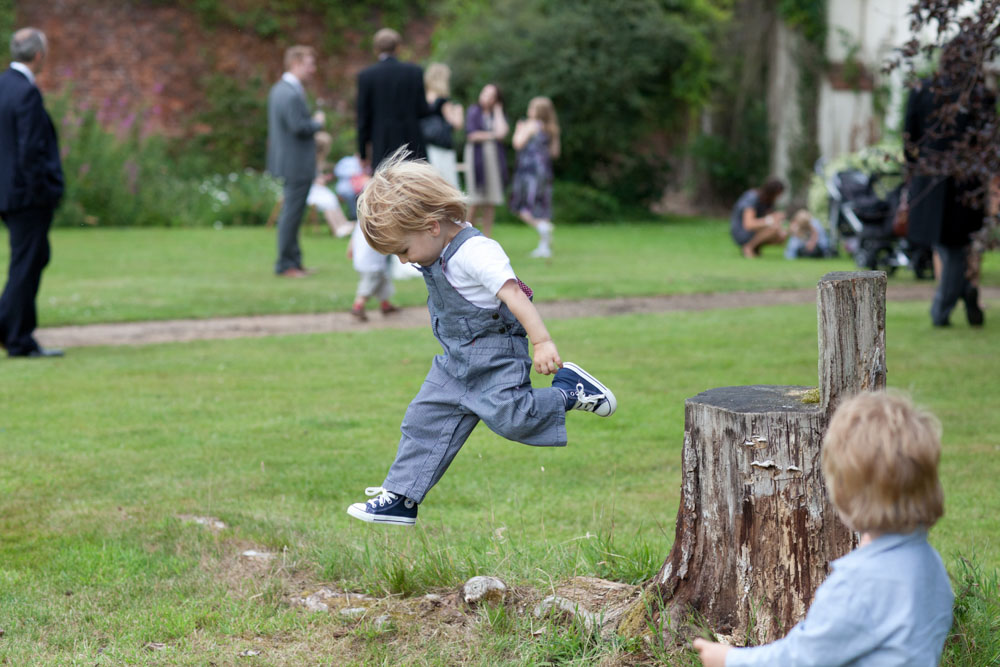 Child mid flight having jumped