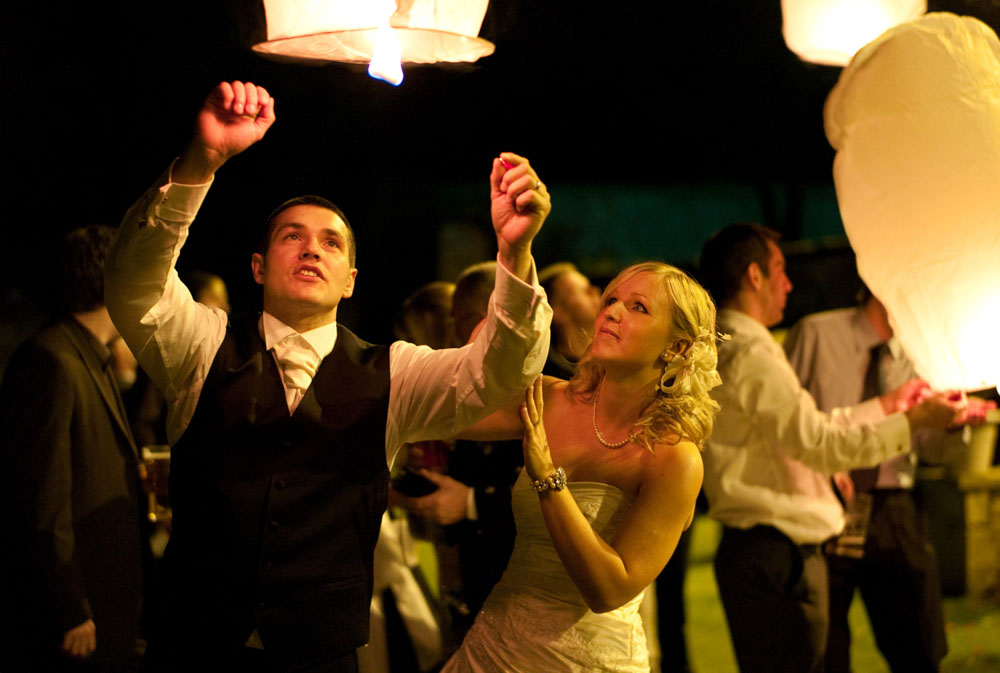 The couple look up - Leeds based wedding photographer