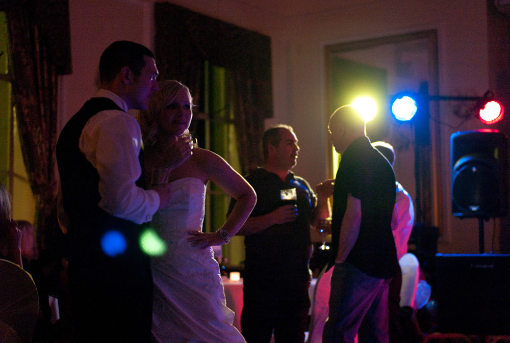 The couple waiting to start the first dance