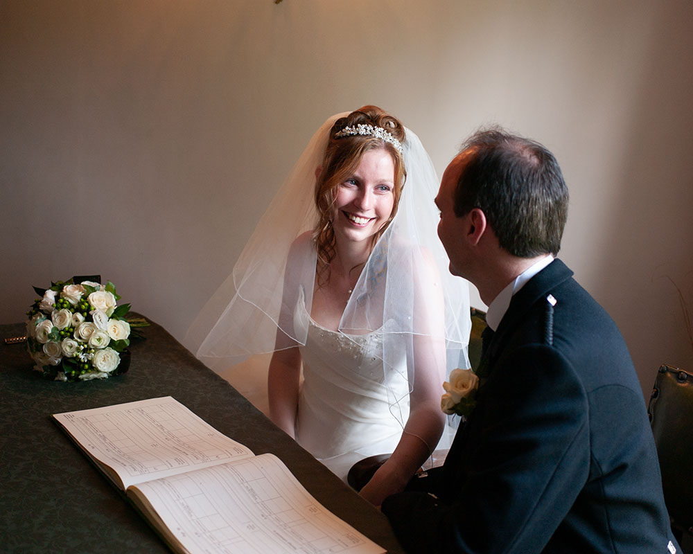 The couple posed after signing the register - Wedding Ceremony photography Leeds and Yorkshire