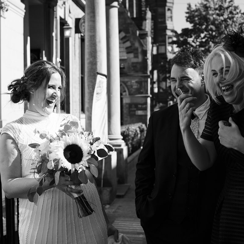 Leeds wedding photographer - The bride laughing