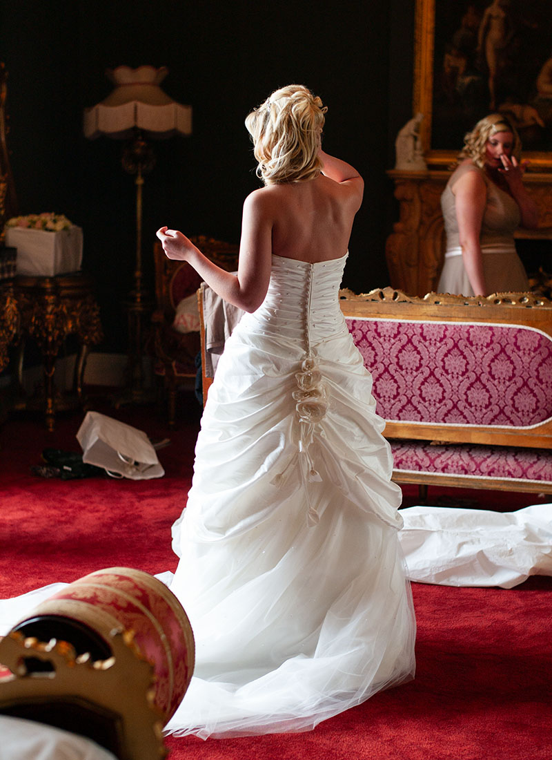 The back of the bride's dress photo by wedding photographer Leeds