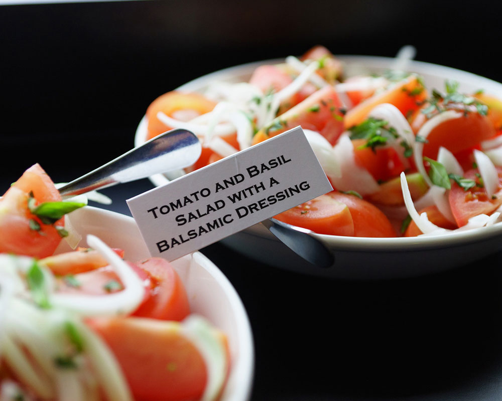 Detail and Colour captured - Tomato and Basil Salad - Leeds wedding photographer