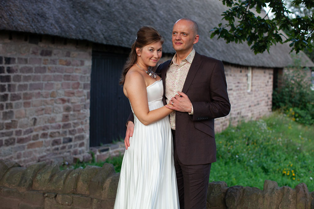 Couple photo by the venue hall