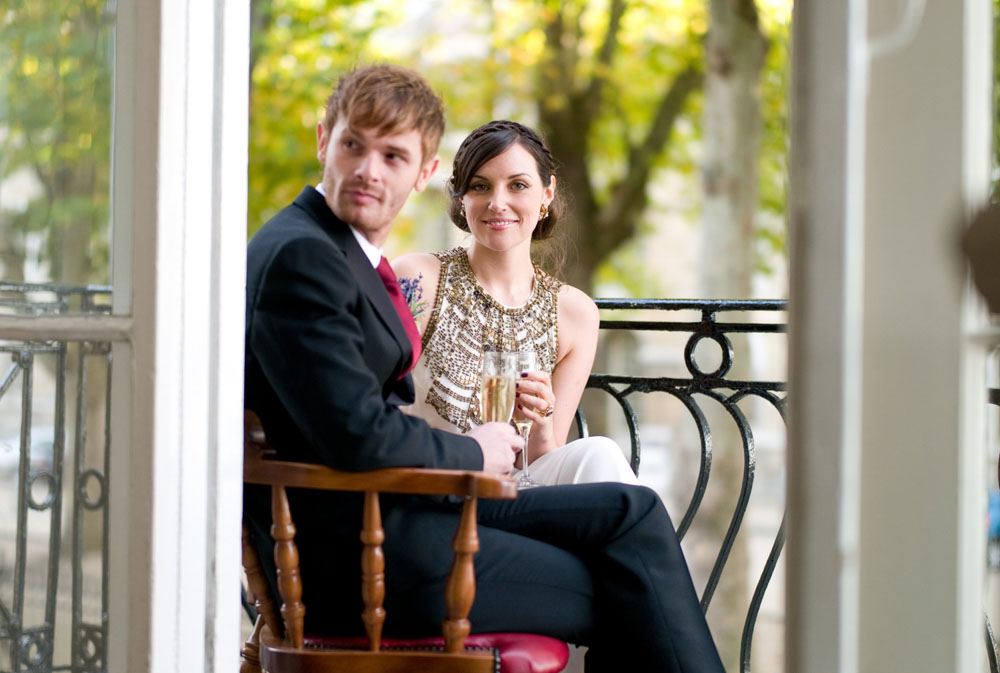 Couple waiting for the wedding breakfast call in