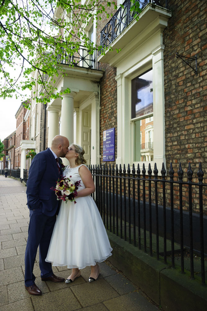 Outside York Registry Office couple photo