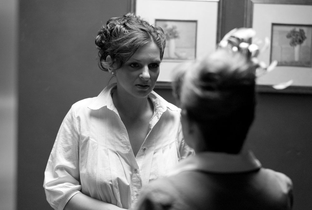 Bride's mom talking to the bride