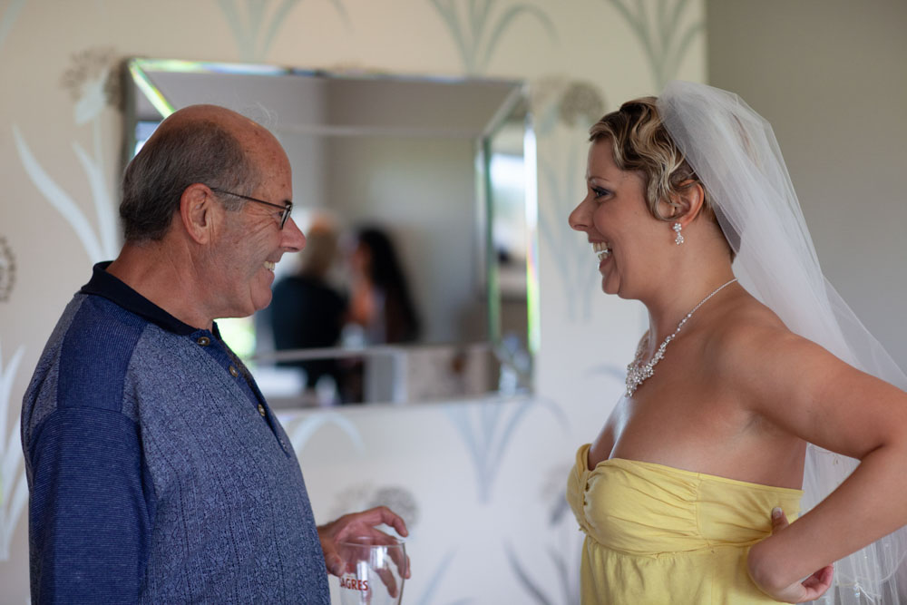 Bride smiles at her father - KP Club Pocklington wedding photography